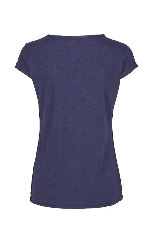 Troy Tee SS | Navy | Basis t-shirt fra Mos Mosh - Image 3