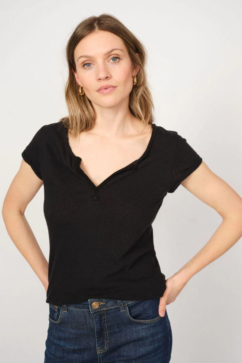 Troy Tee SS | Black | Sort basis t-shirt fra Mos Mosh - Image 4