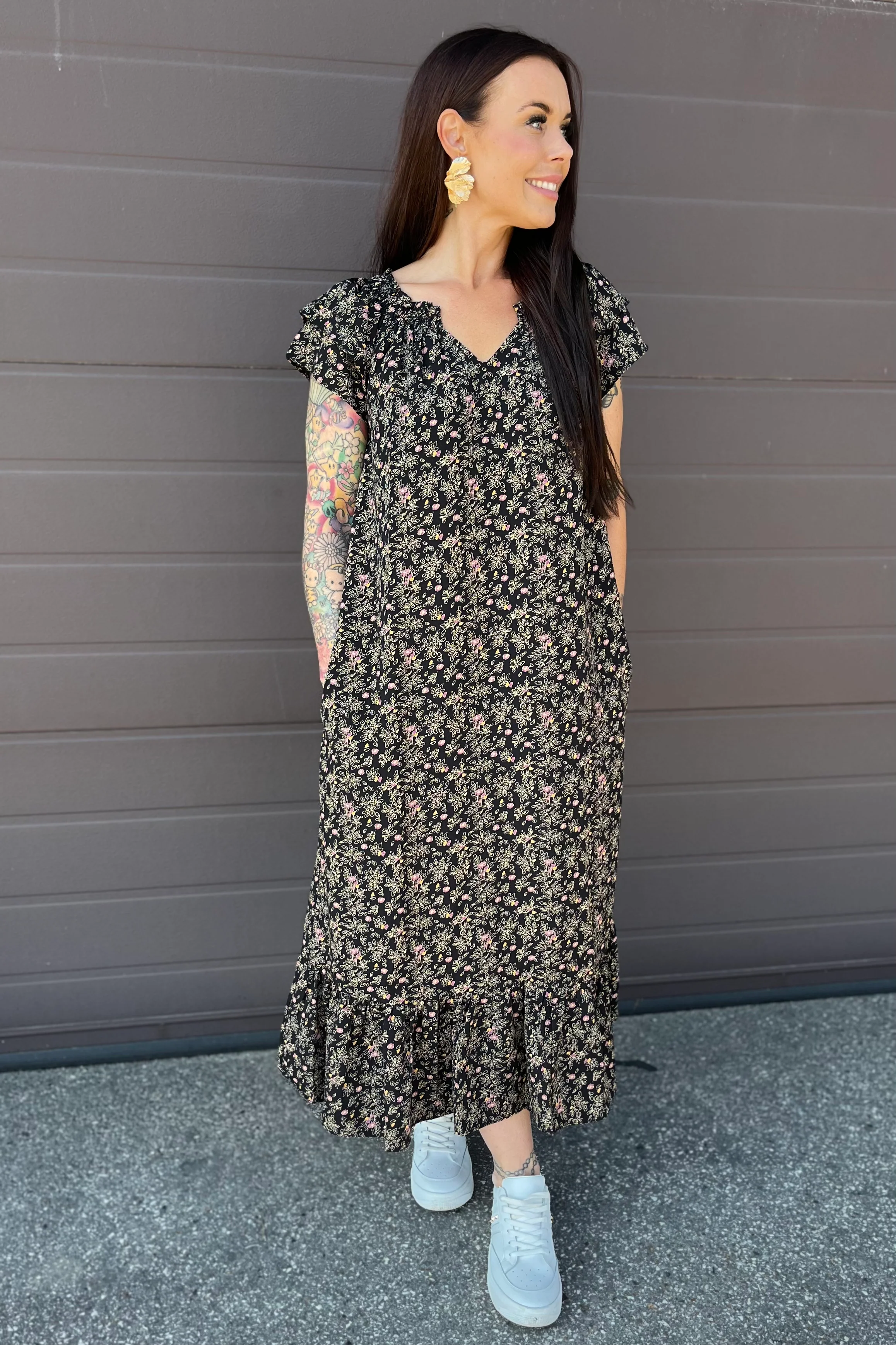 Sunrise Ming Flower Dress | Black | Kjole fra Co'couture - Image 7
