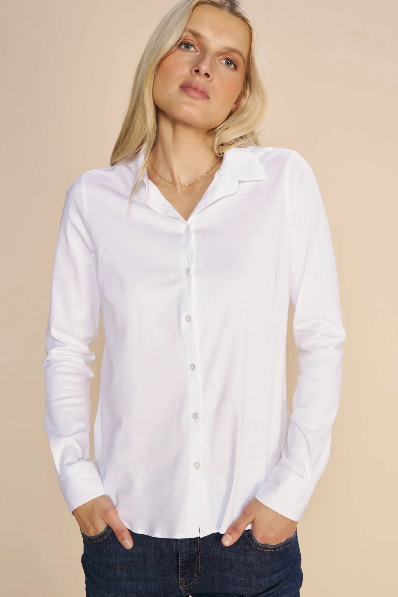 Tina Jersey Shirt | White | Jersey skjorte fra Mos Mosh - Image 12