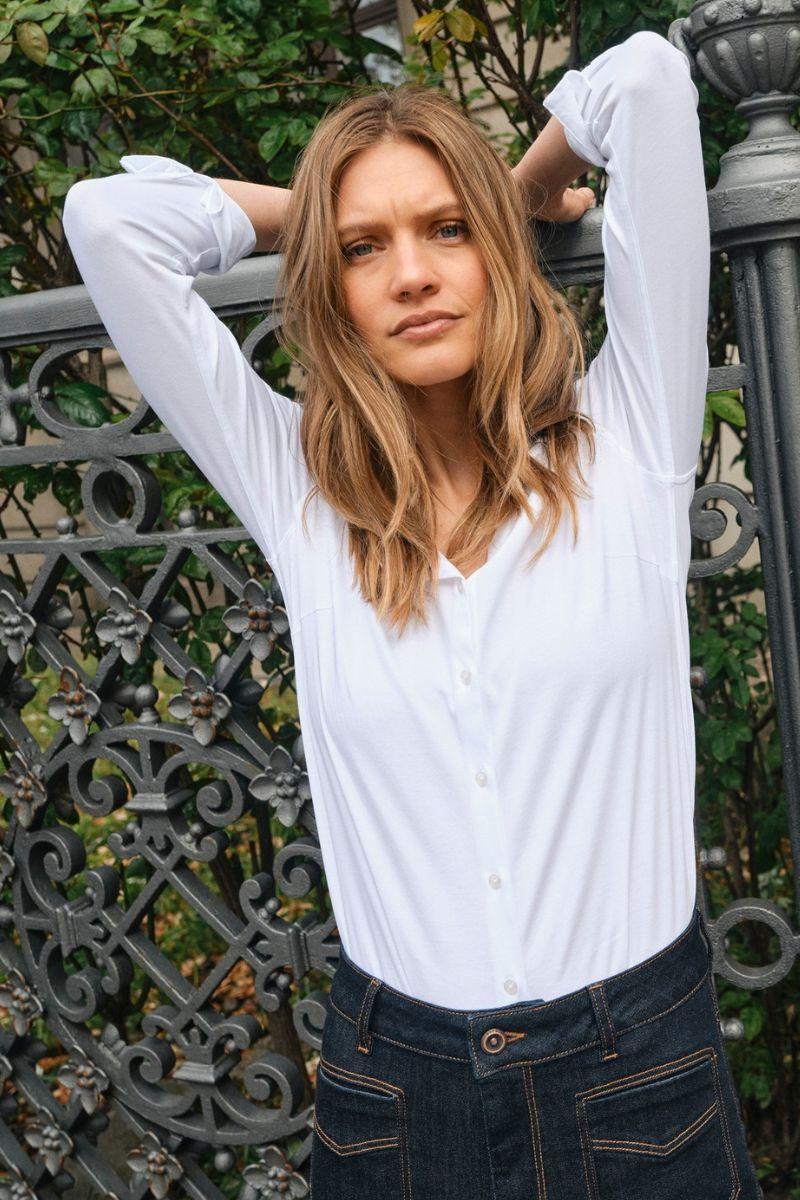 Tina Jersey Shirt | White | Jersey skjorte fra Mos Mosh - Image 8